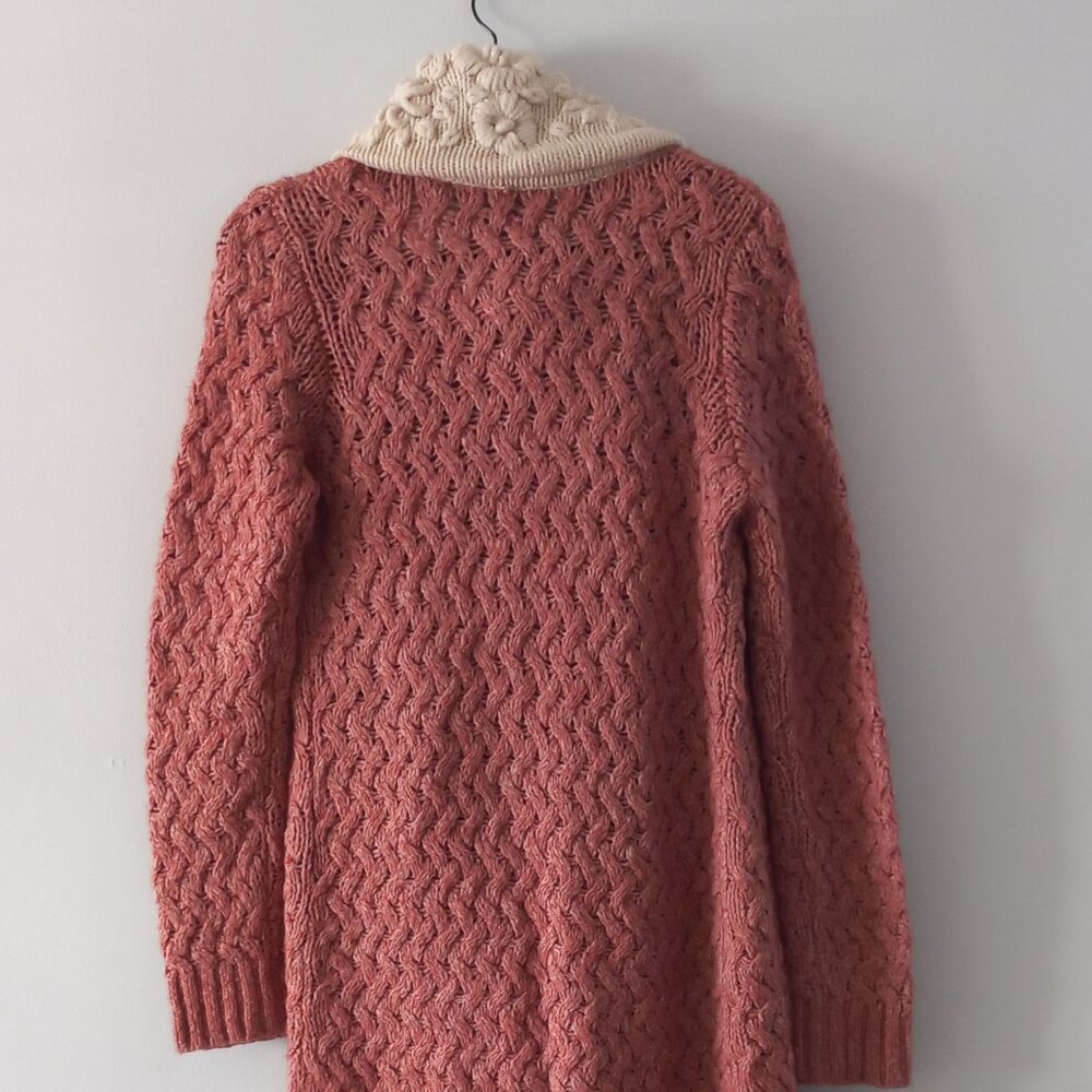 KNITTED & KNOTTED ANTHROPOLOGIE Lilitz long cardigan embellished collar BNWT - Picture 8 of 16